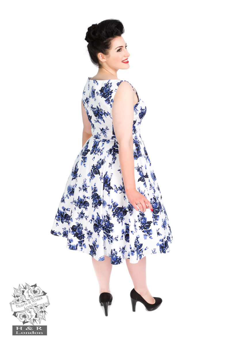 Blue Rosaceae Swing Dress in Plus Size